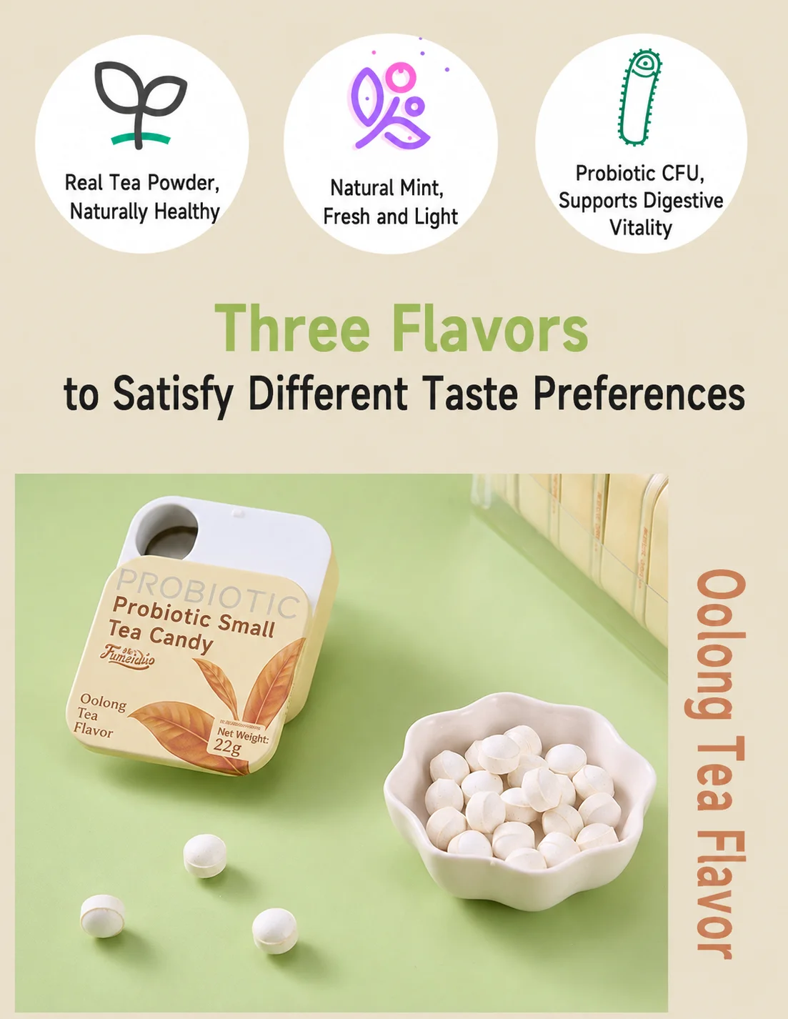 Probiotic Mini Tea Candy flavor selection